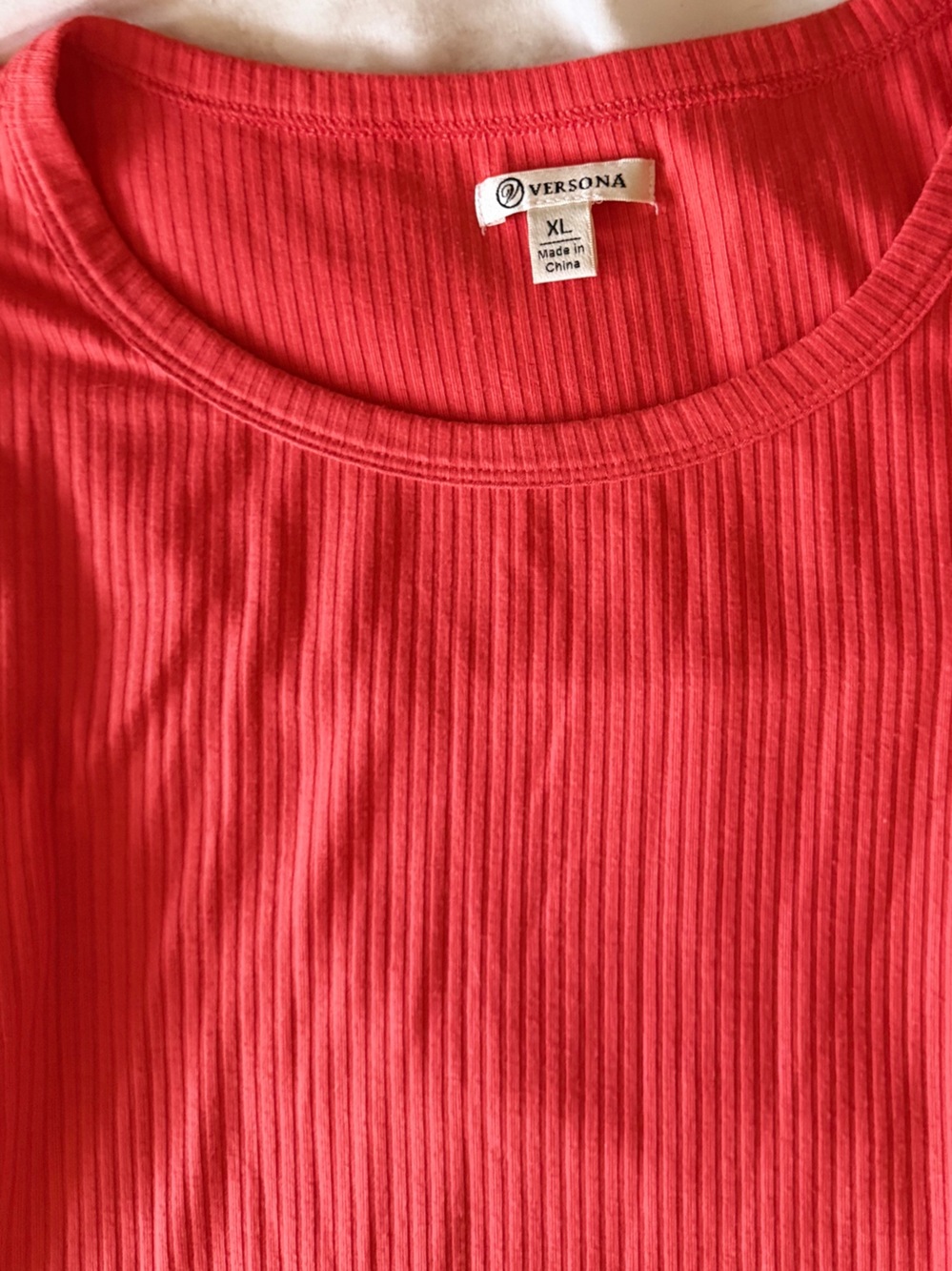 Versona Red Ribbed Ruffle-Sleeve Bodysuit - Picture 2 of 4